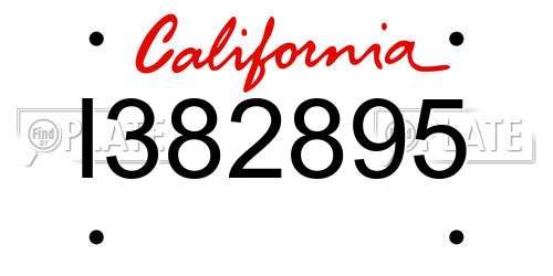 I382895 California License Plate