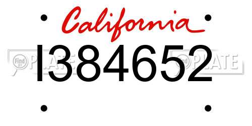 I384652 California License Plate