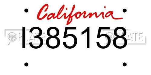 I385158 California License Plate