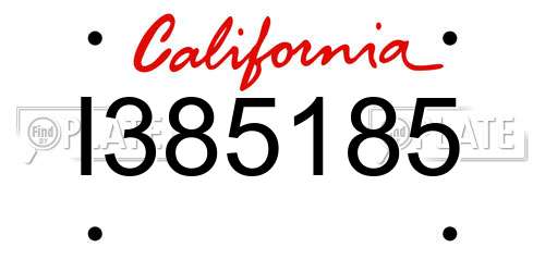 I385185 California License Plate
