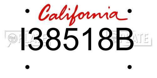 I38518B California License Plate