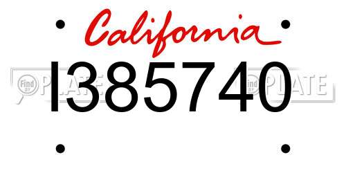 I385740 California License Plate
