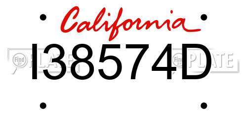 I38574D California License Plate