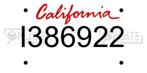 I386922 California License Plate