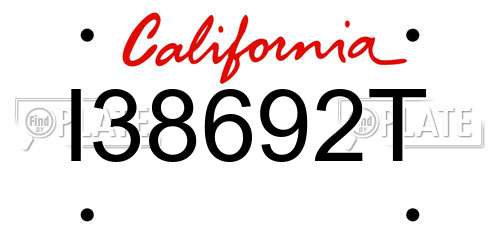 I38692T California License Plate