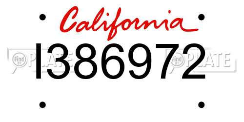 I386972 California License Plate