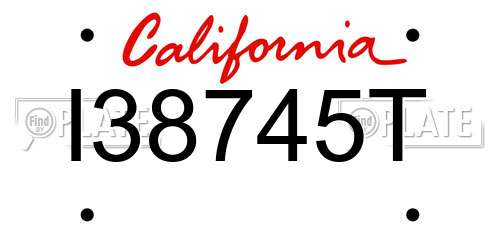 I38745T California License Plate