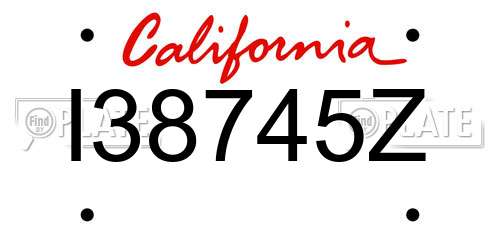 I38745Z California License Plate