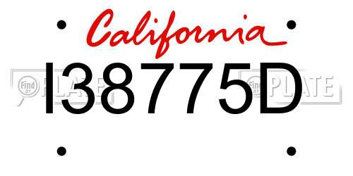 I38775D California License Plate