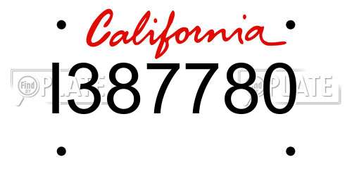 I387780 California License Plate