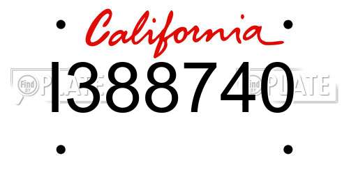 I388740 California License Plate
