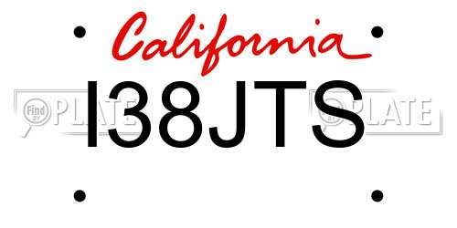 I38JTS California License Plate