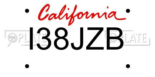 I38JZB California License Plate