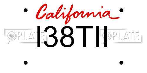 I38TII California License Plate