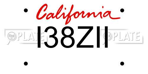 I38ZII California License Plate