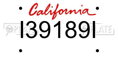 I39189I California License Plate