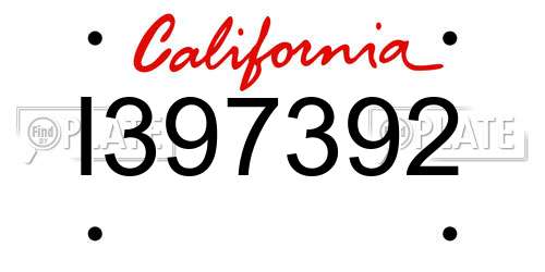 I397392 California License Plate