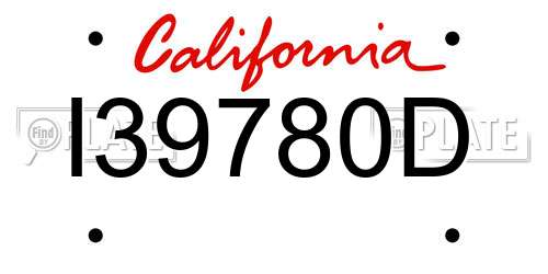 I39780D California License Plate