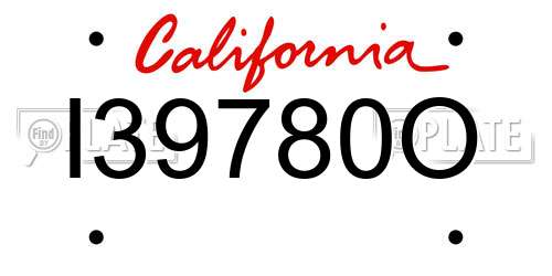 I39780O California License Plate