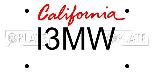 I3MW California License Plate
