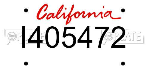 I405472 California License Plate