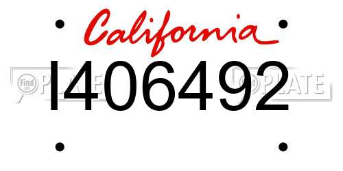I406492 California License Plate