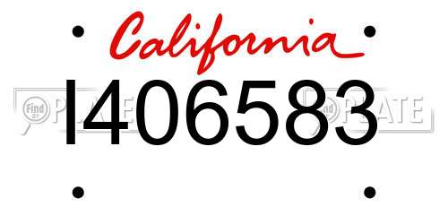 I406583 California License Plate