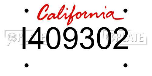 I409302 California License Plate
