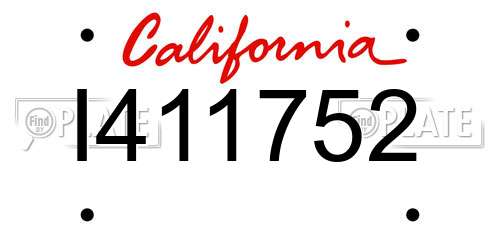 I411752 California License Plate