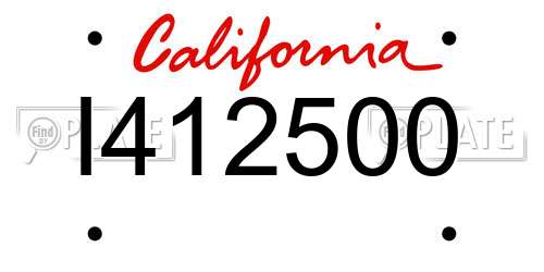 I412500 California License Plate