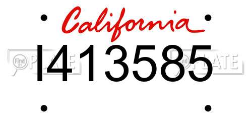 I413585 California License Plate
