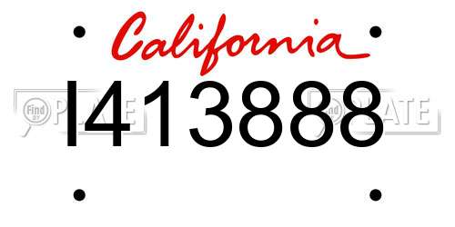 I413888 California License Plate
