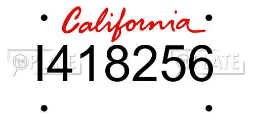 I418256 California License Plate