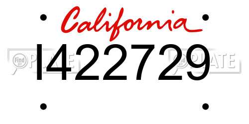 I422729 California License Plate
