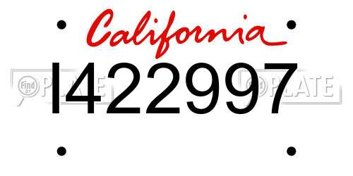 I422997 California License Plate