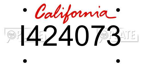 I424073 California License Plate