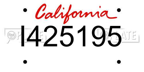 I425195 California License Plate