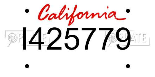 I425779 California License Plate