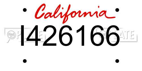 I426166 California License Plate