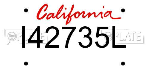 I42735L California License Plate