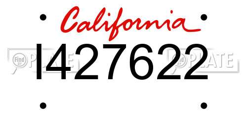 I427622 California License Plate