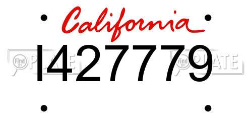 I427779 California License Plate