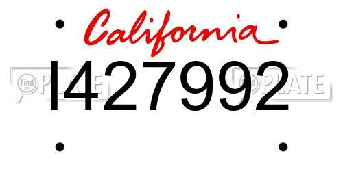 I427992 California License Plate