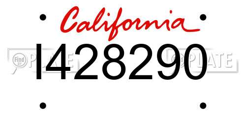 I428290 California License Plate
