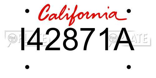 I42871A California License Plate