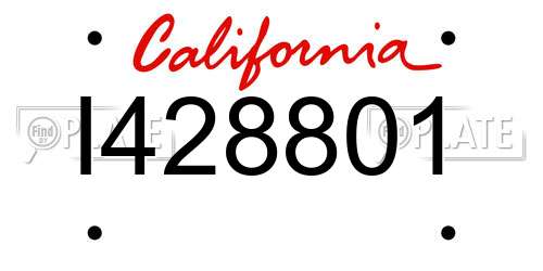 I428801 California License Plate