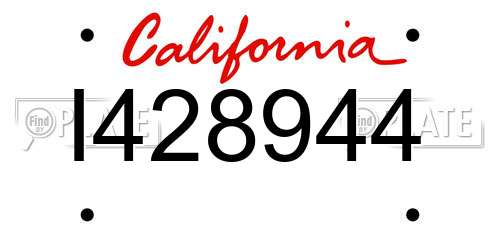 I428944 California License Plate