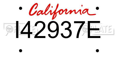I42937E California License Plate