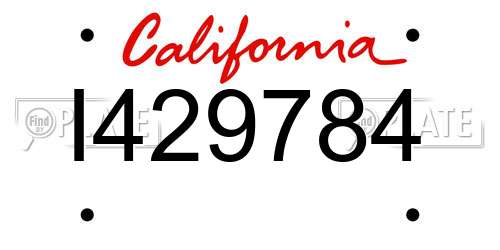 I429784 California License Plate