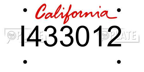 I433012 California License Plate